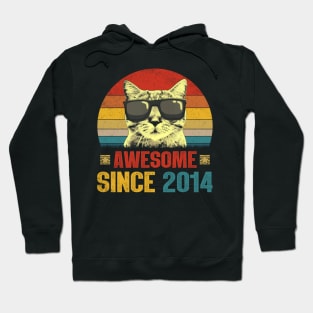 Awesome Since 2014 10th Birthday Gifts Cat Lover Hoodie